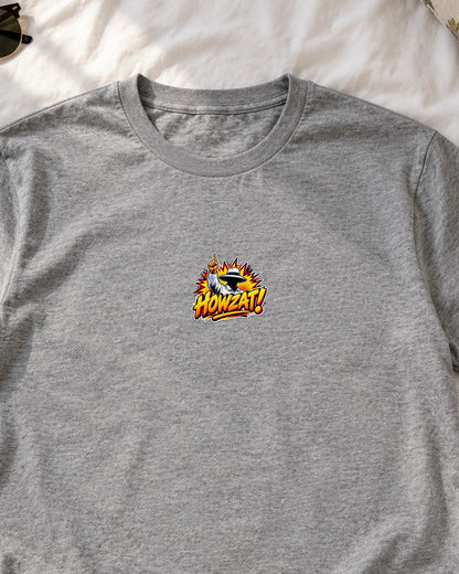 Howzat iron-on patch on clothes