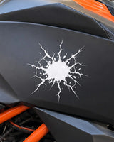 Impact Crack bike patch in white ink on a bike