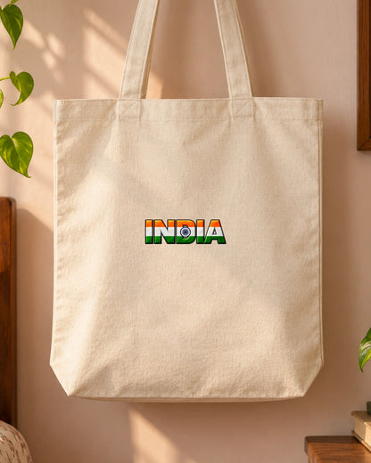 India Bold iron-on patch on clothes