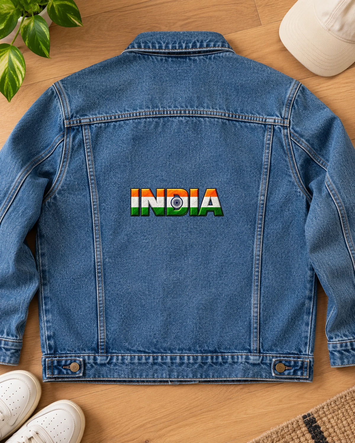 India Bold iron-on patch on clothes