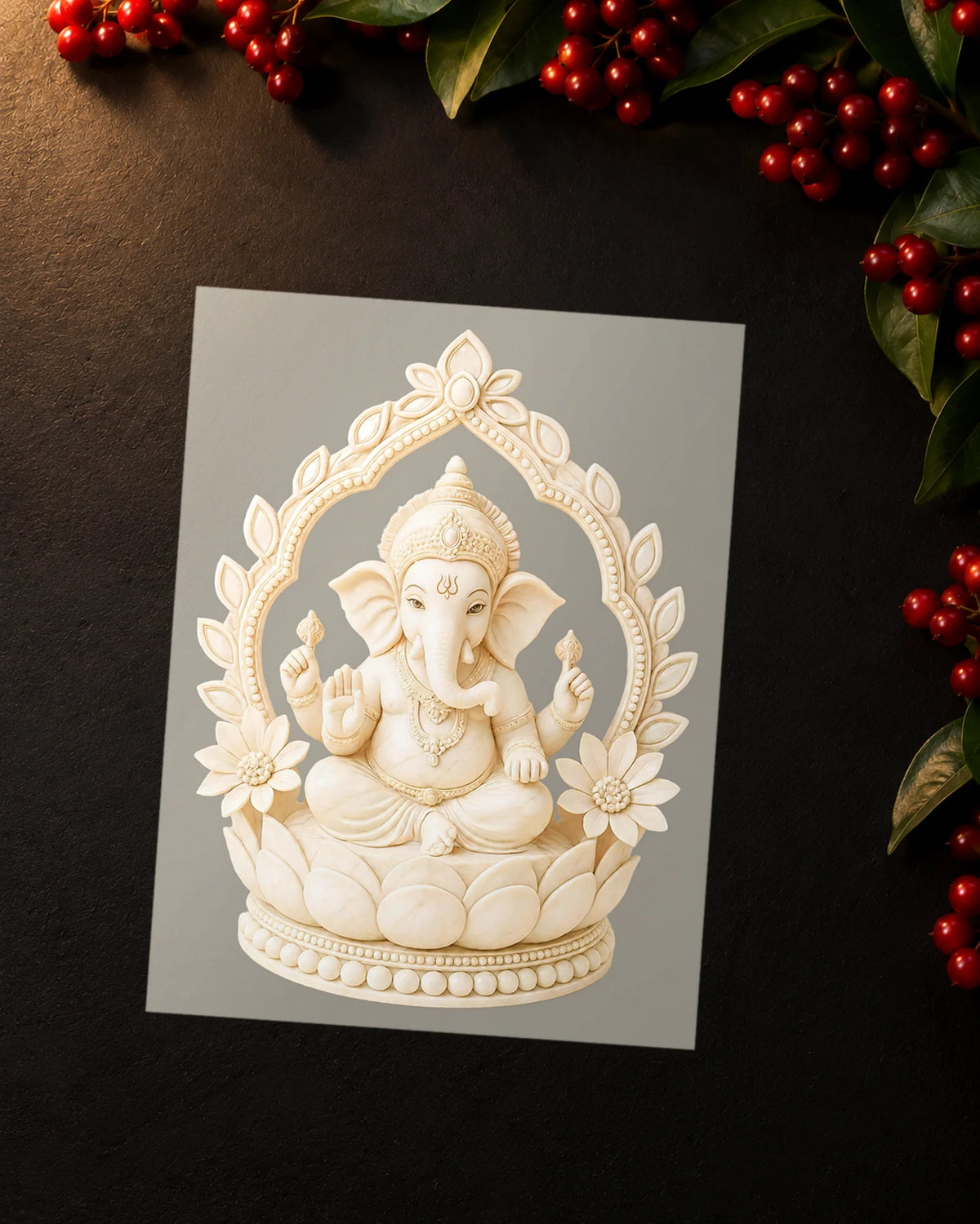 Ivory Ganesha iron-on patch transfer