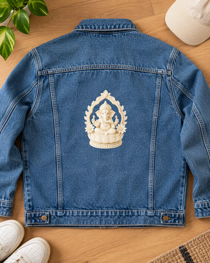Ivory Ganesha iron-on patch on clothes