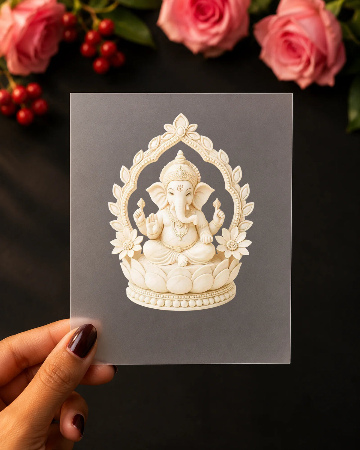 Ivory Ganesha iron-on patch on clothes