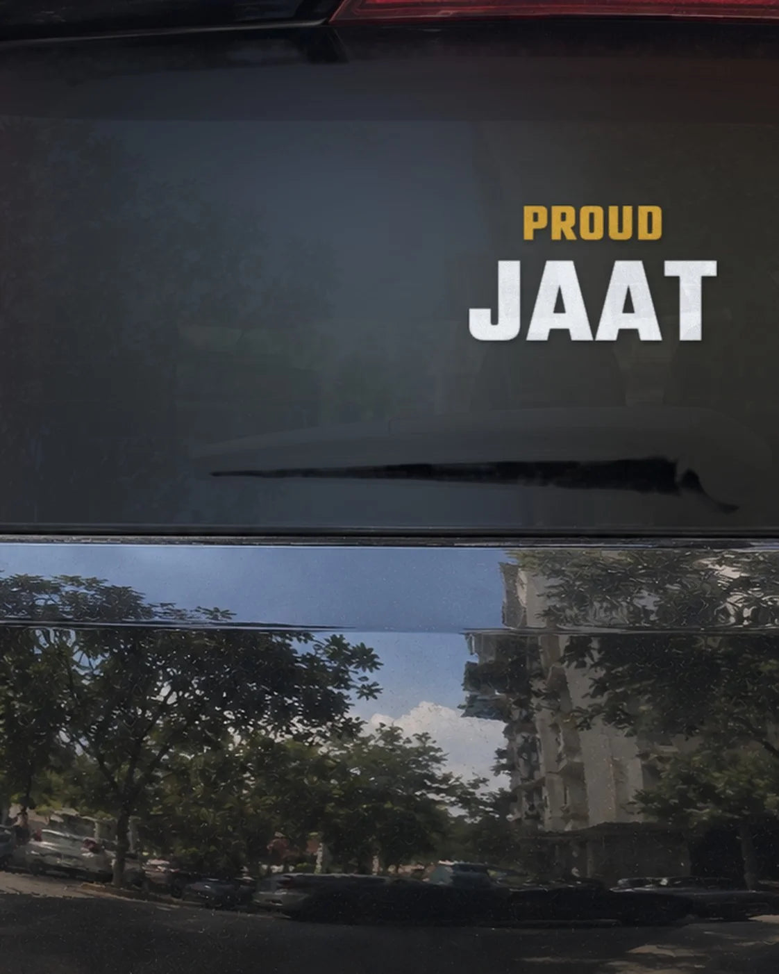 Jaat car patch on a car rear glass