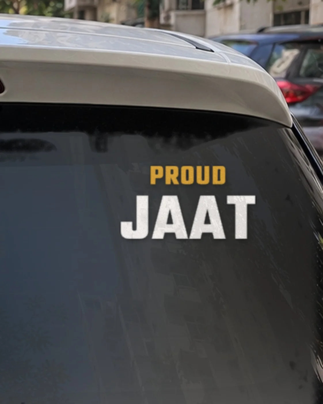 Jaat car patch on a car rear glass