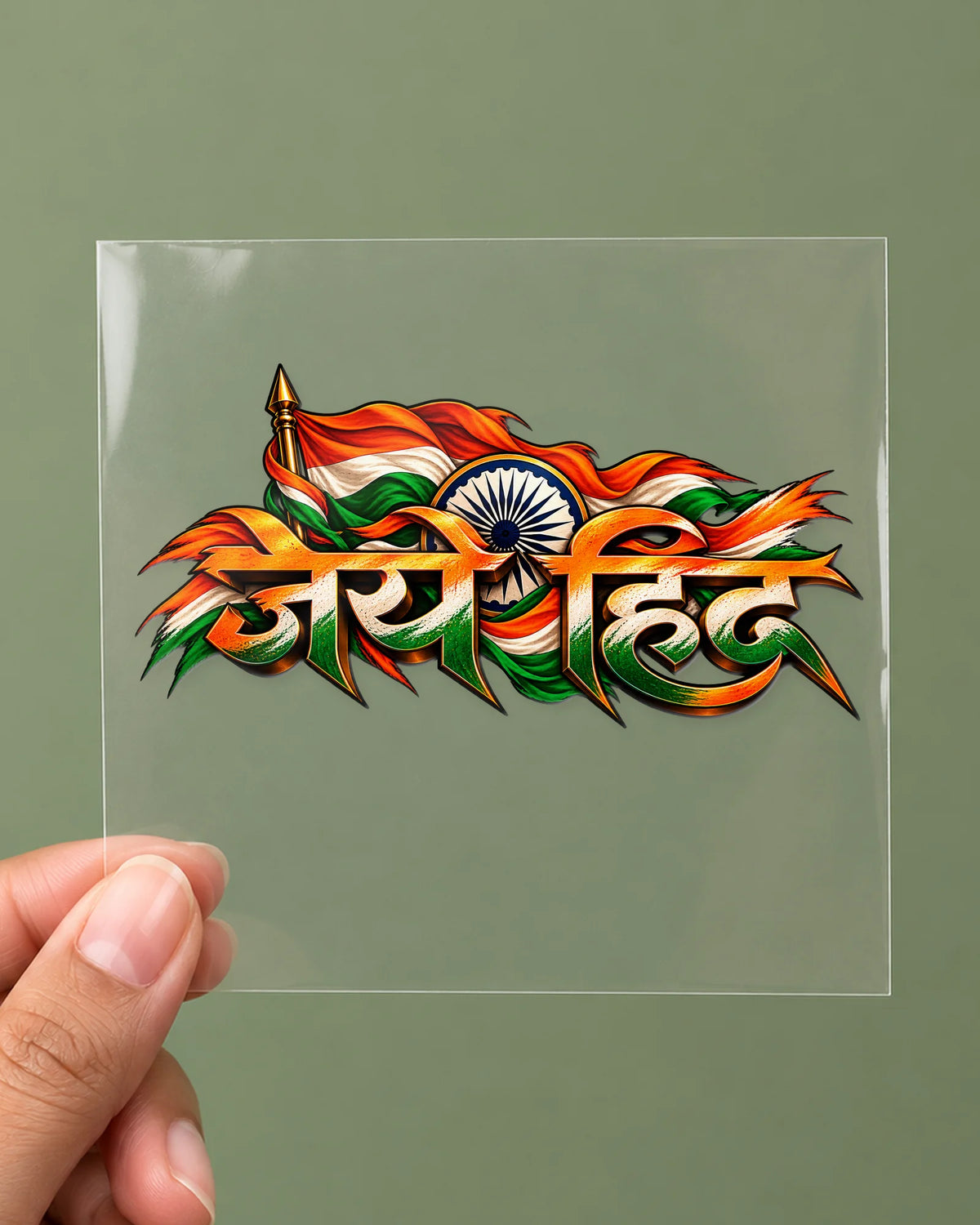 Jai Hind hard surface patch on clear film