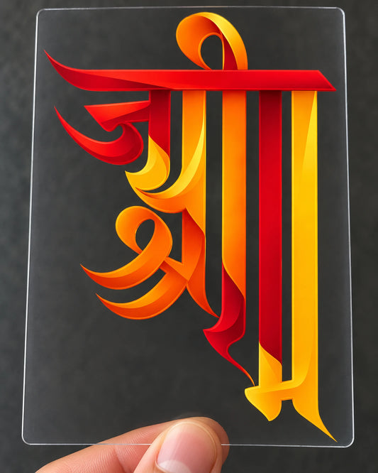 Jai Shri Ram Calligraphy hard surface patch on clear film