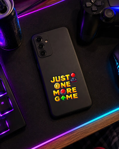 Just One More Game gamer patch on a phone case