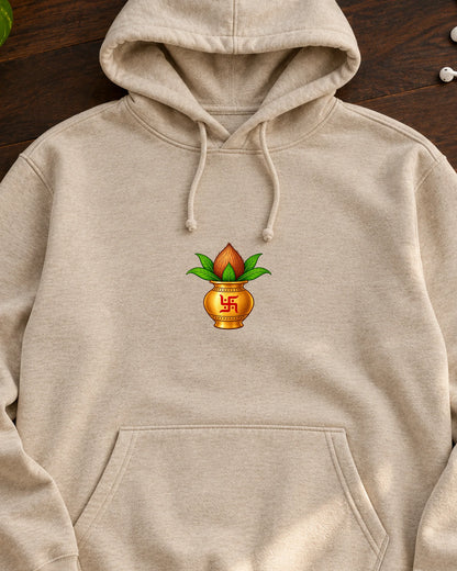 Mangal Kalash iron-on patch on clothes