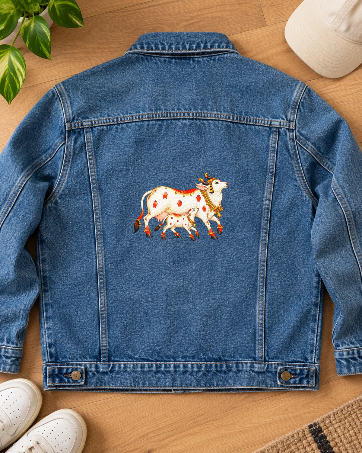Kamdhenu iron-on patch on clothes