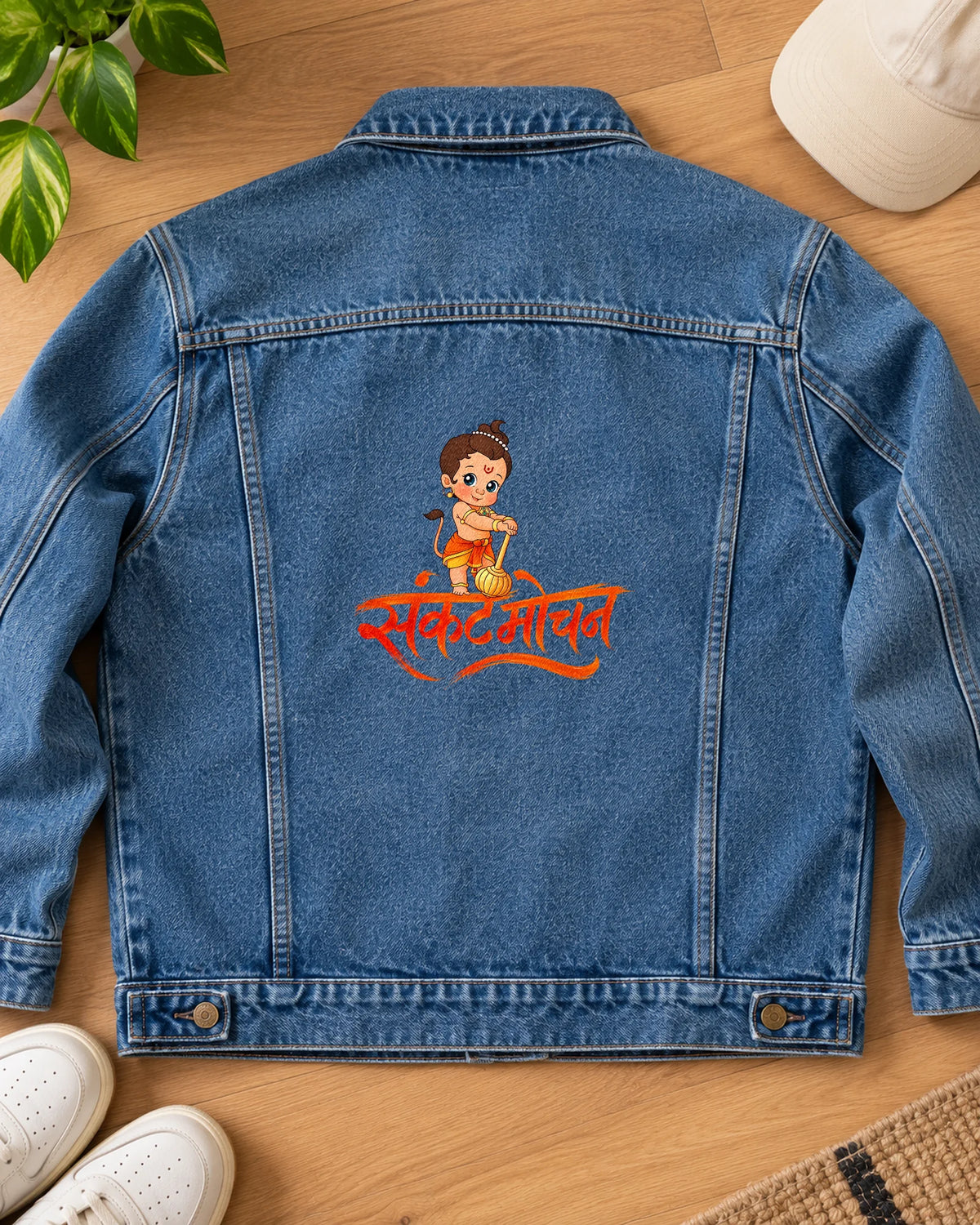 Kawaii Bajrangi iron-on patch on clothes