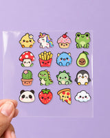 Kawaii Critters mini hard surface patch sheet on clear film