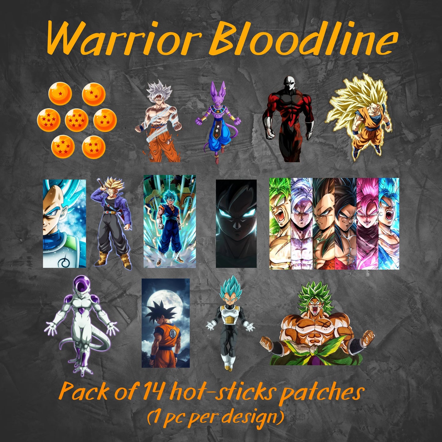 Warrior Bloodline | Pack of 14 Hot-Sticks | Iron on patches