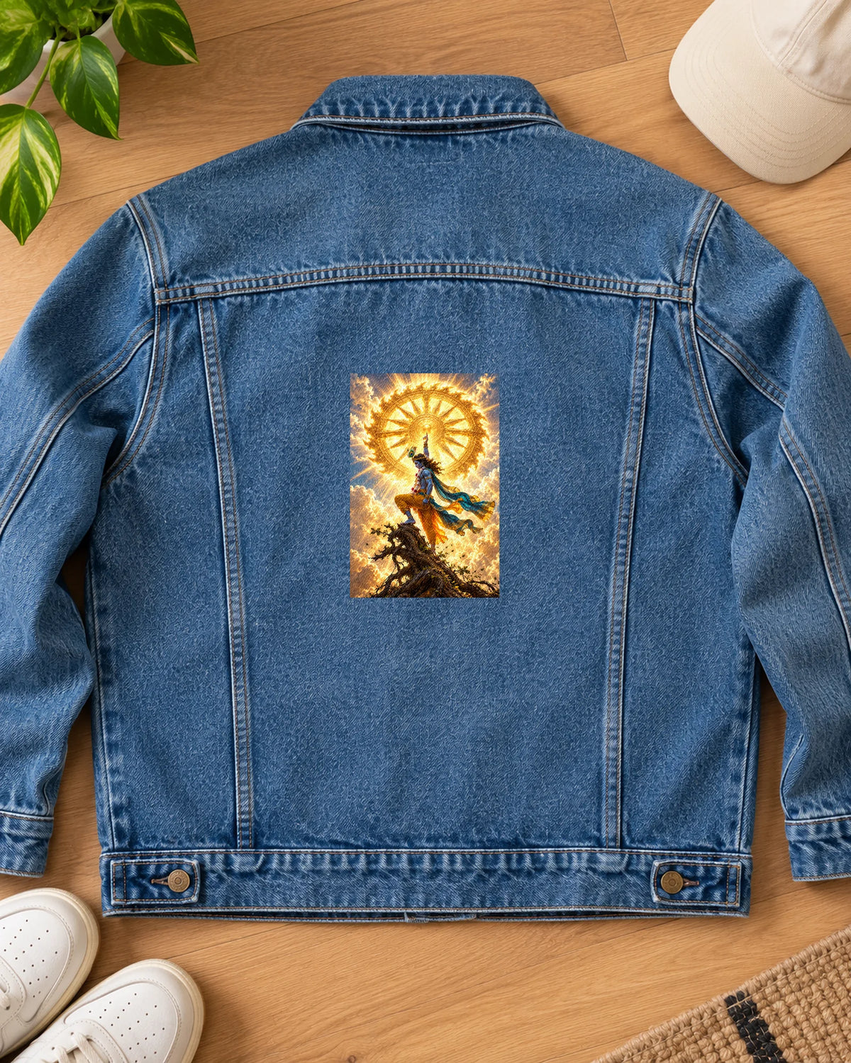 Sudarshan Rising iron-on patch on clothes