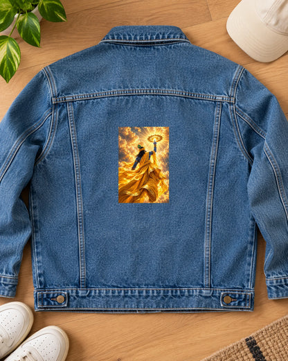 Pitambar Glory iron-on patch on clothes