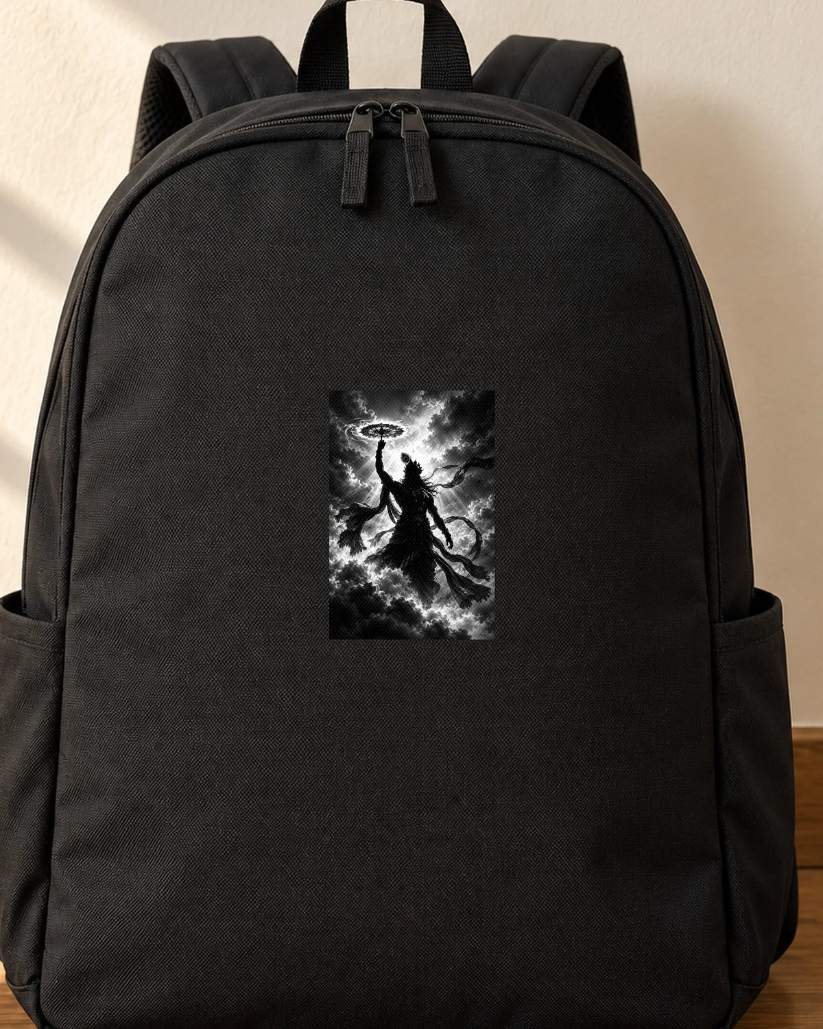 Krishna in the Storm iron-on patch on clothes