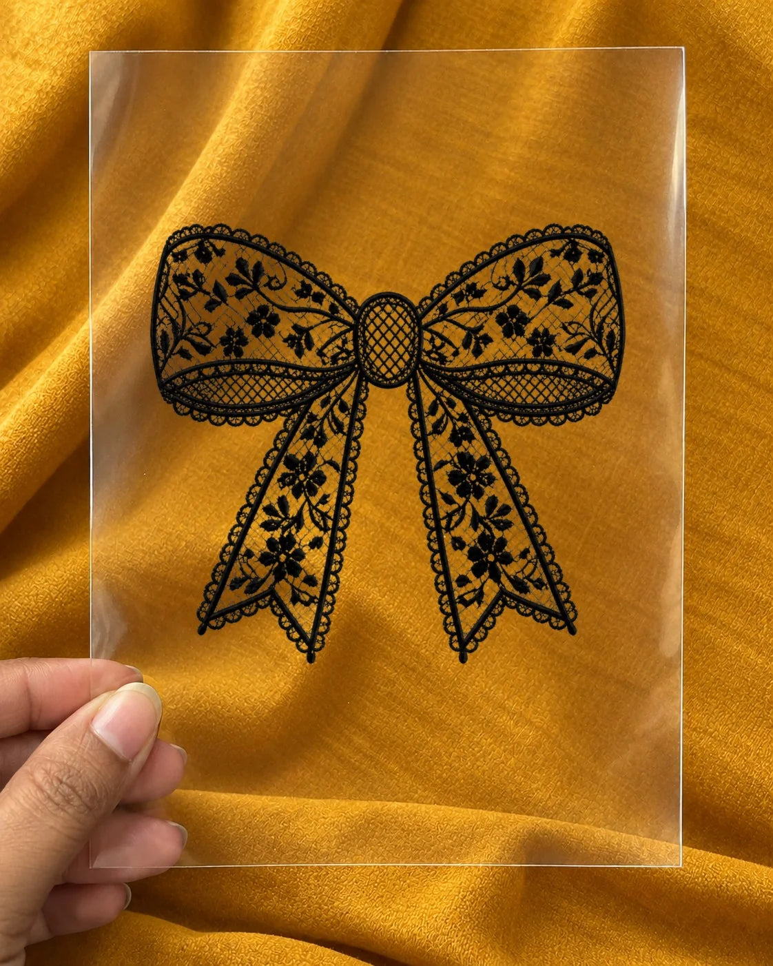 Lace Bow embroidery-look iron-on patch | Thread Theory