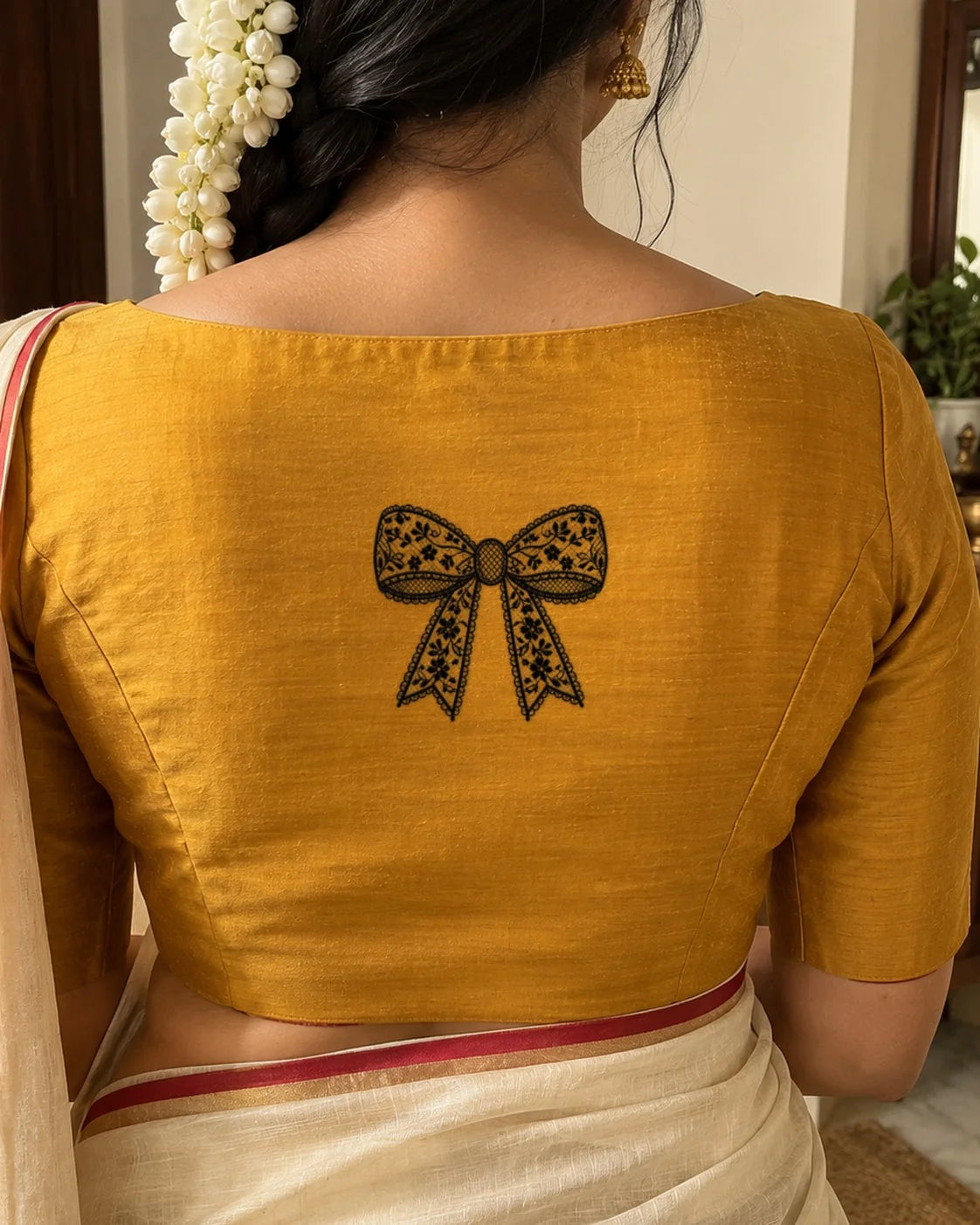 Lace Bow embroidery-look iron-on patch | Thread Theory
