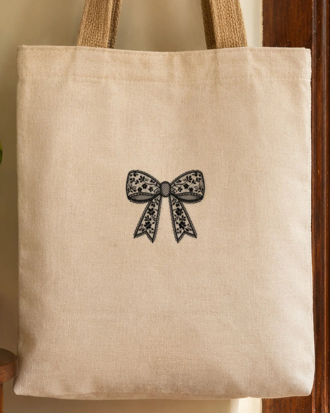 Lace Bow embroidery-look iron-on patch | Thread Theory
