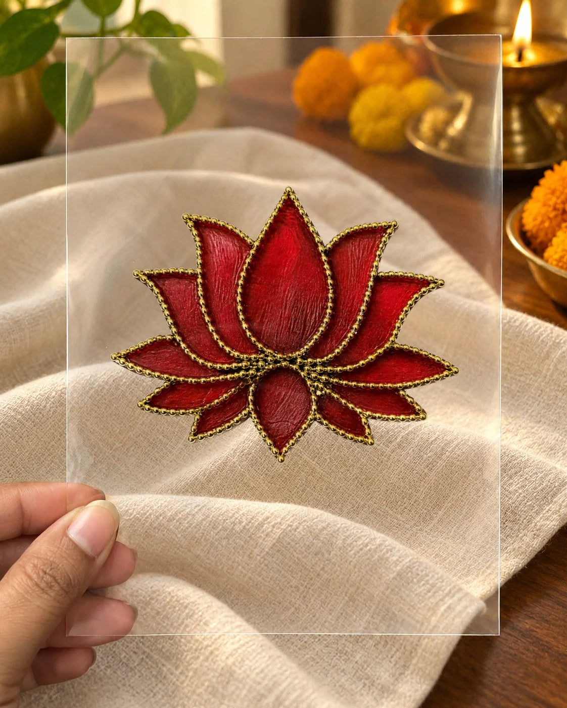 Lal Kamal embroidery-look iron-on patch | Thread Theory