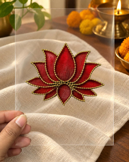 Lal Kamal embroidery-look iron-on patch | Thread Theory
