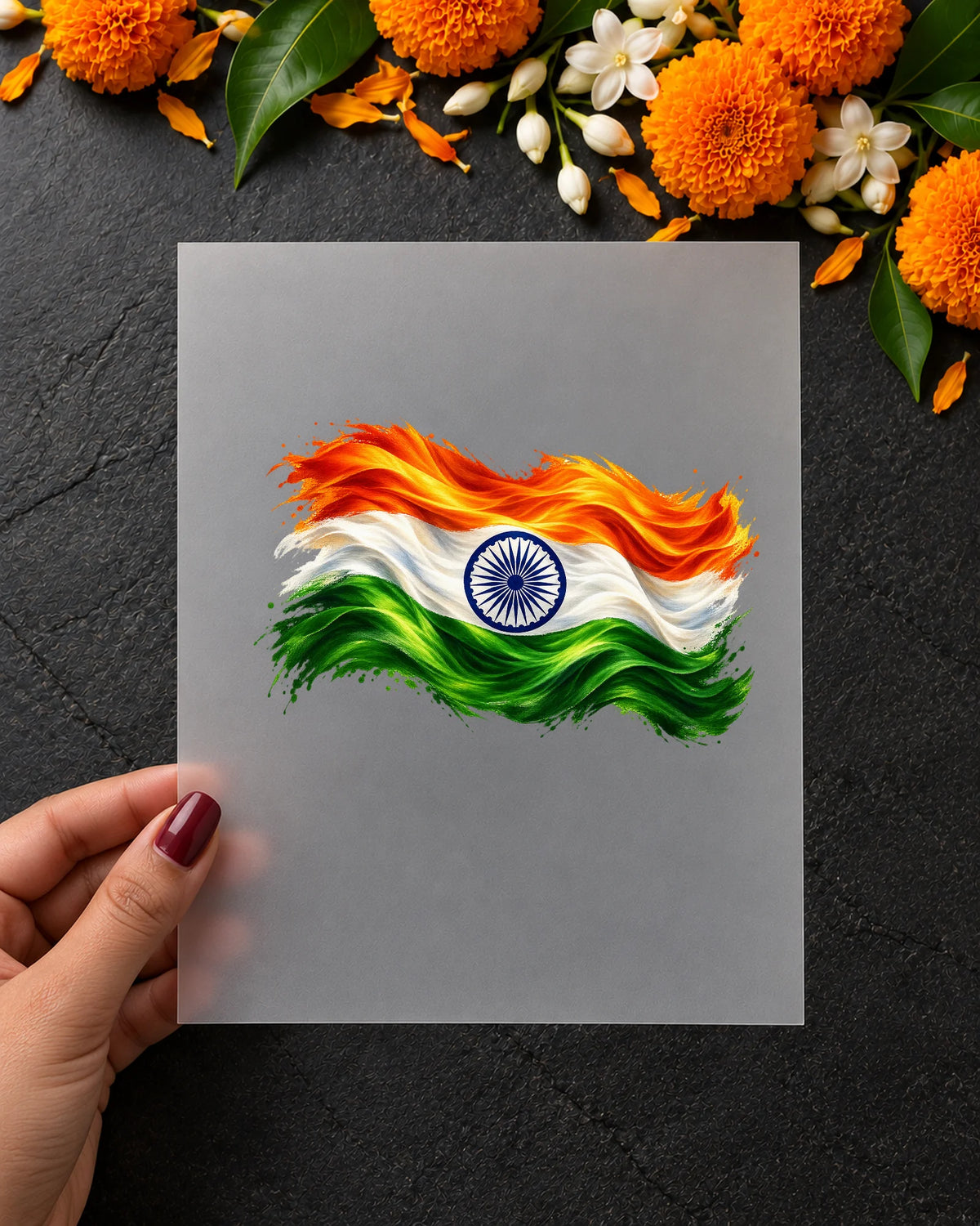 Lehrata Tiranga iron-on patch in hand