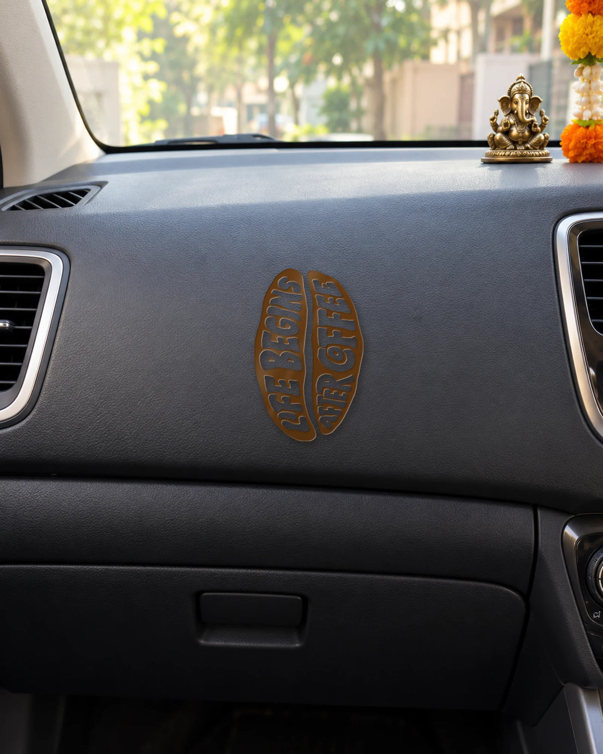Life Begins After Coffee hard surface patch mockup
