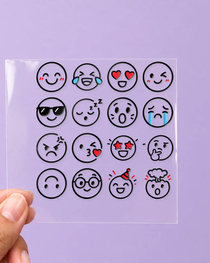Line Emojis mini hard surface patch sheet on clear film