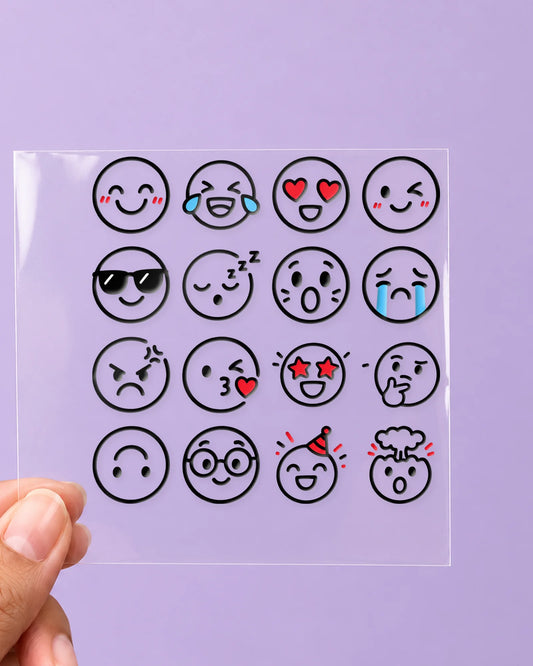 Line Emojis mini hard surface patch sheet on clear film