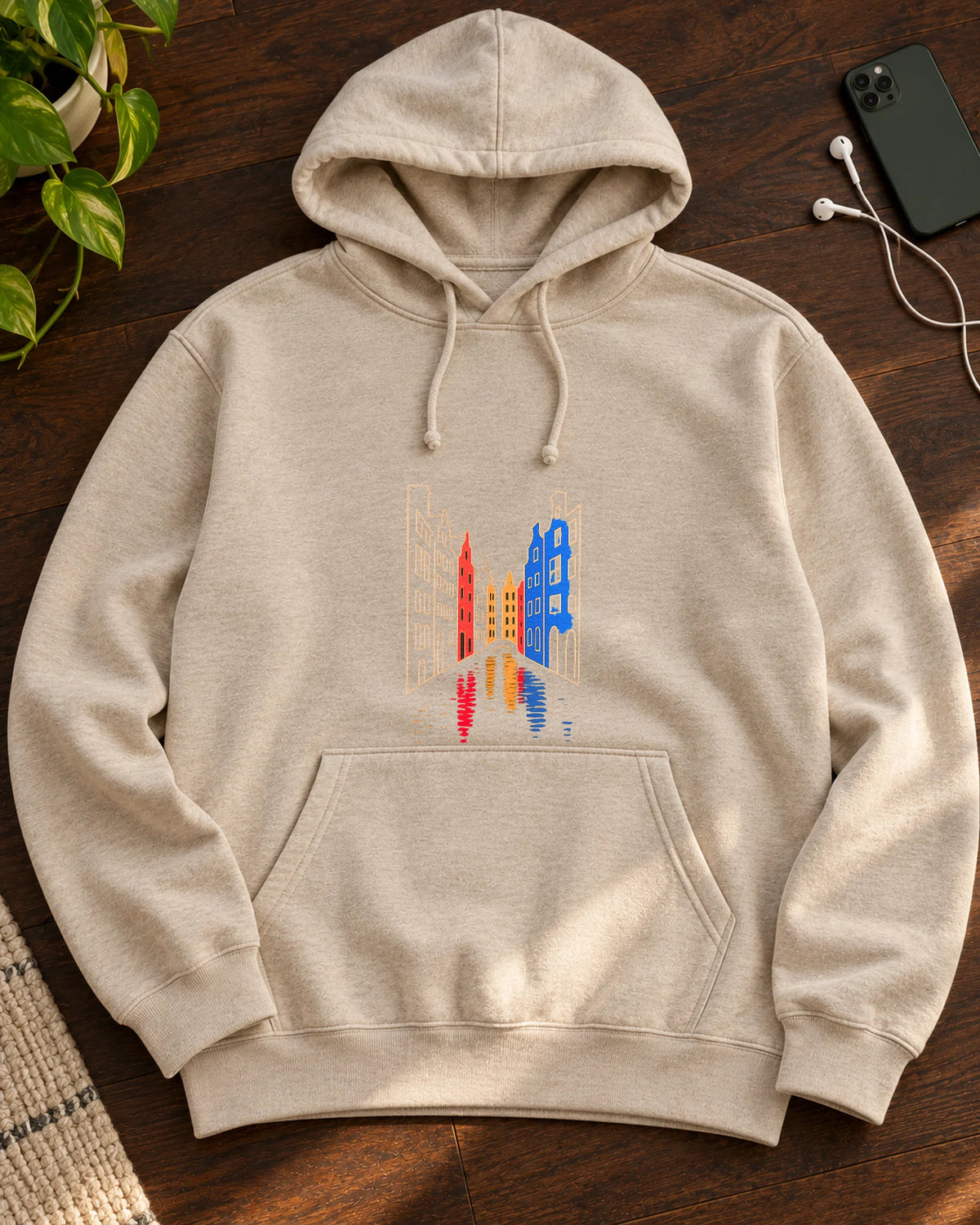 Liquid Skyline iron-on patch on clothes