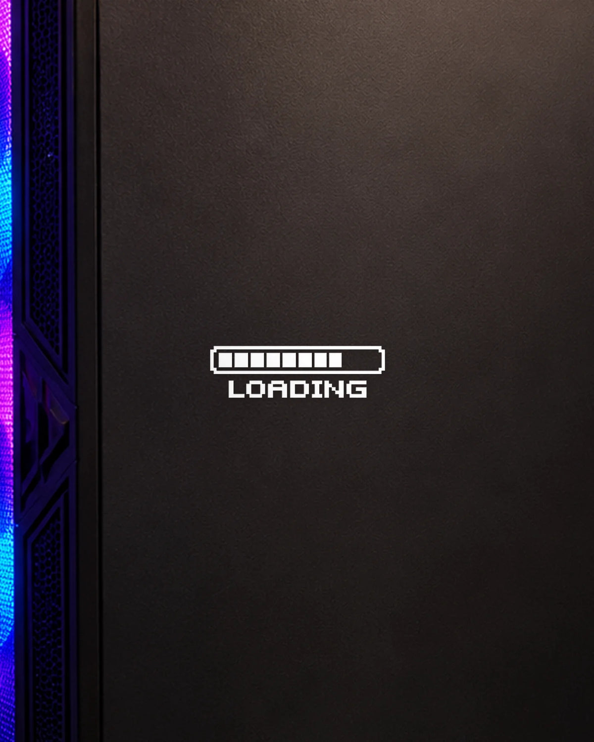 Loading gamer patch in white ink on a gaming PC cabinet
