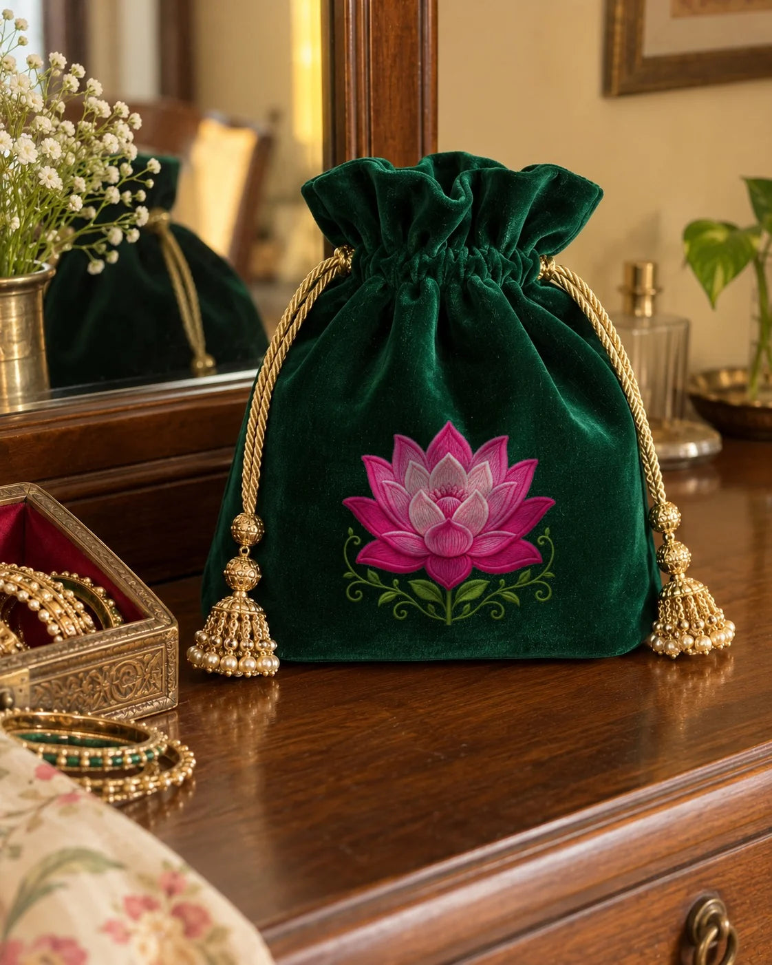 Lotus Bloom embroidery-look iron-on patch | Thread Theory