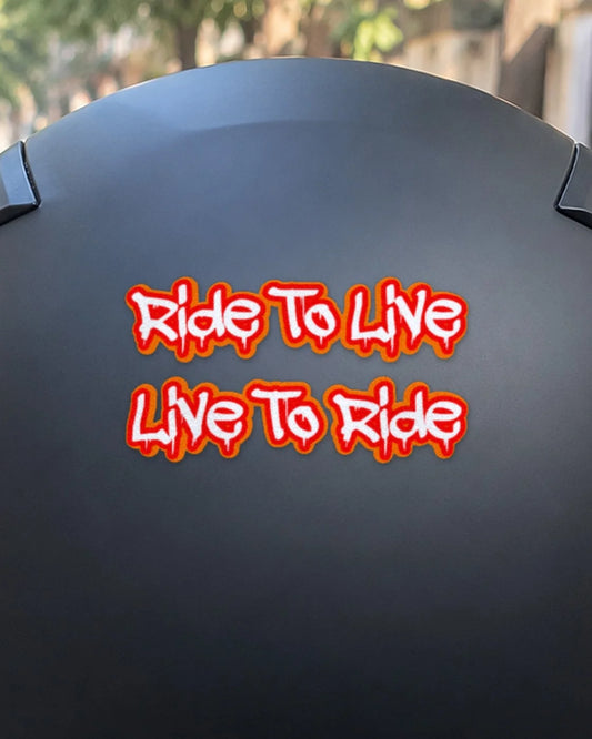 Live to ride bike patch on a black helmet