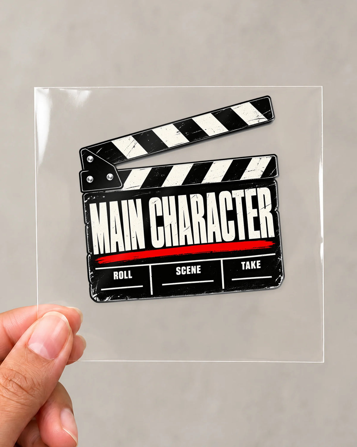 Main Character hard surface patch on clear film