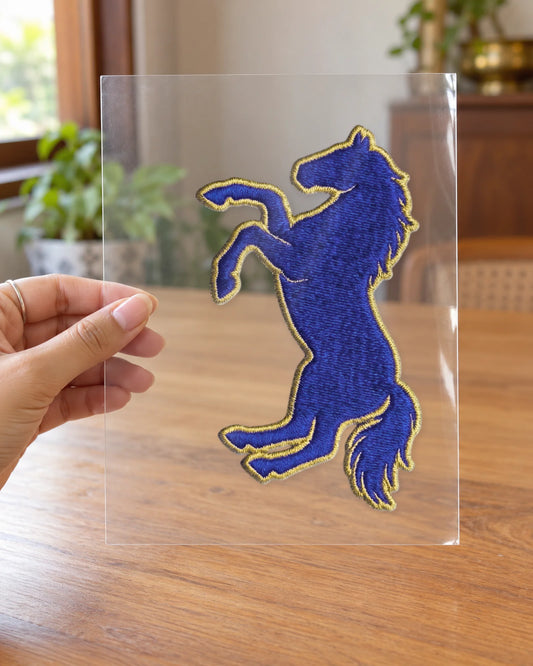 Midnight Stallion hard surface patch on clear film
