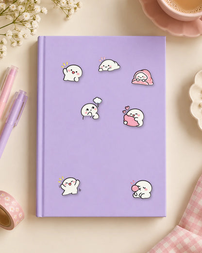 Mochi Mood mini patches on a journal