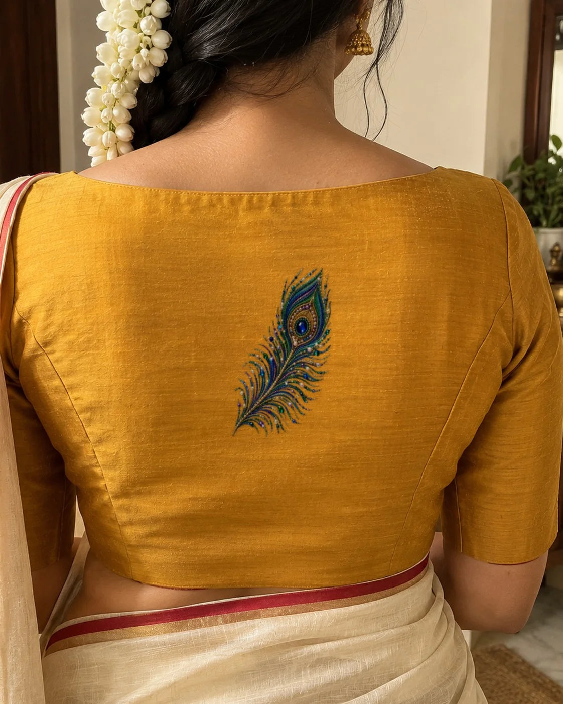 Mor Pankh embroidery-look iron-on patch | Thread Theory