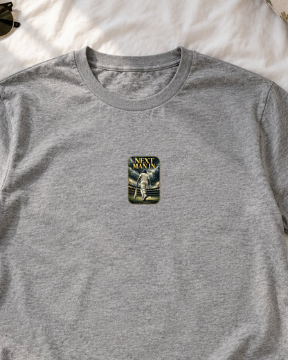 Next Man In iron-on patch on clothes