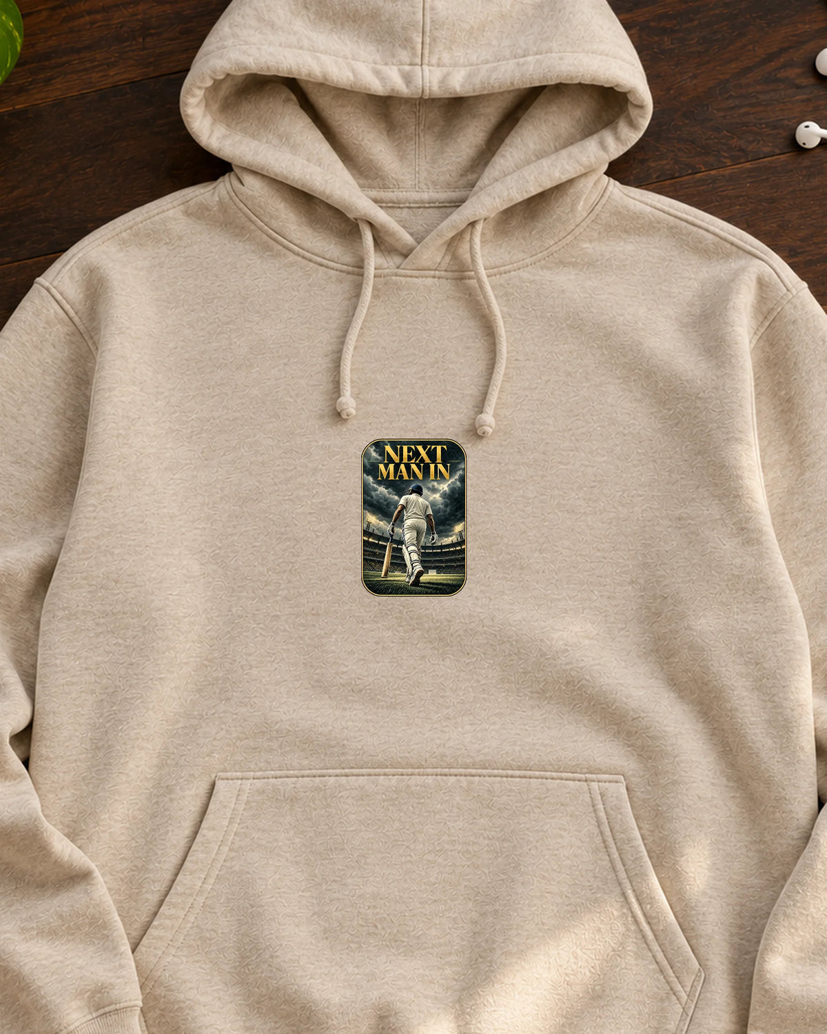 Next Man In iron-on patch on clothes