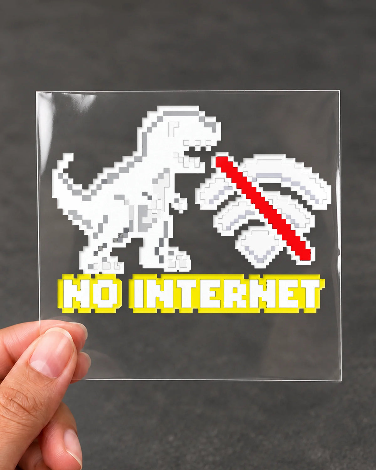 No Internet gamer patch in white ink on clear film