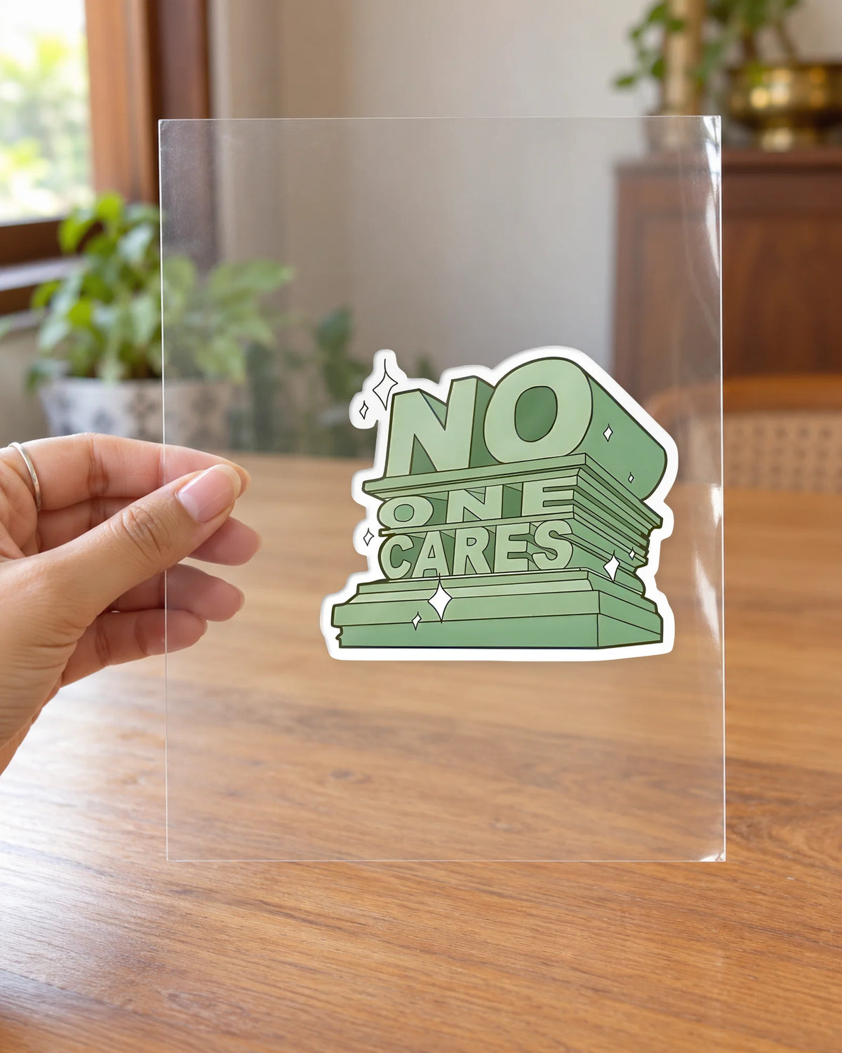 No One Cares hard surface patch on clear film
