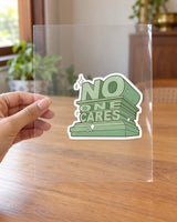No One Cares hard surface patch on clear film