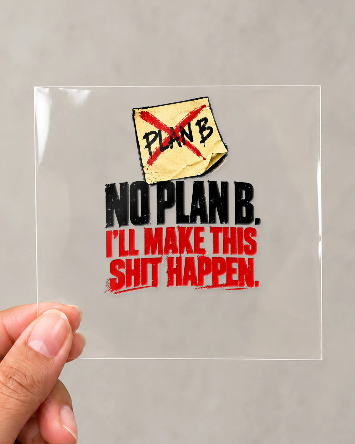 No Plan B hard surface patch on clear film
