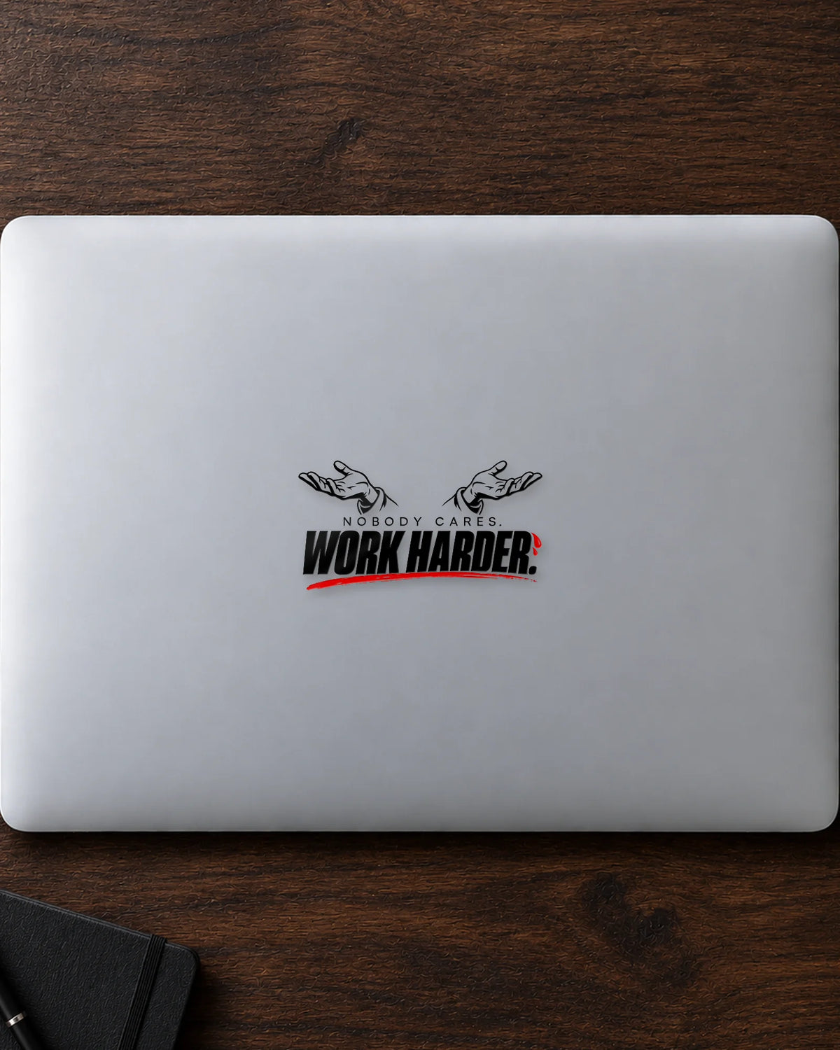 Nobody Cares Work Harder hard surface patch mockup