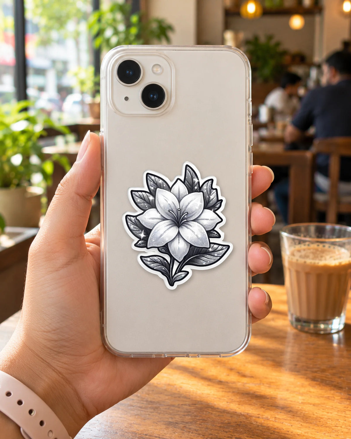 Noir Lily Elegance sticker mockup