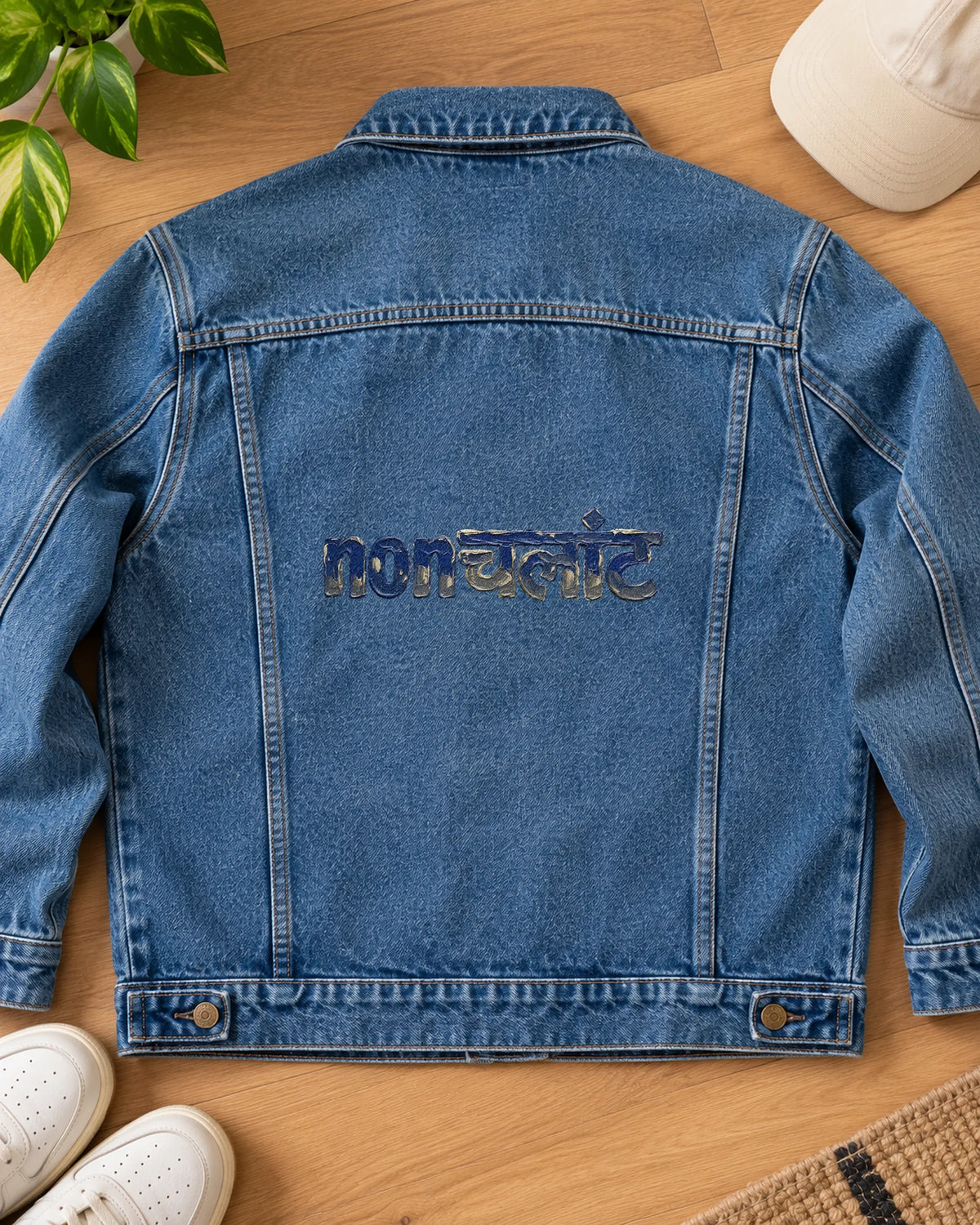Nonchalant iron-on patch on clothes