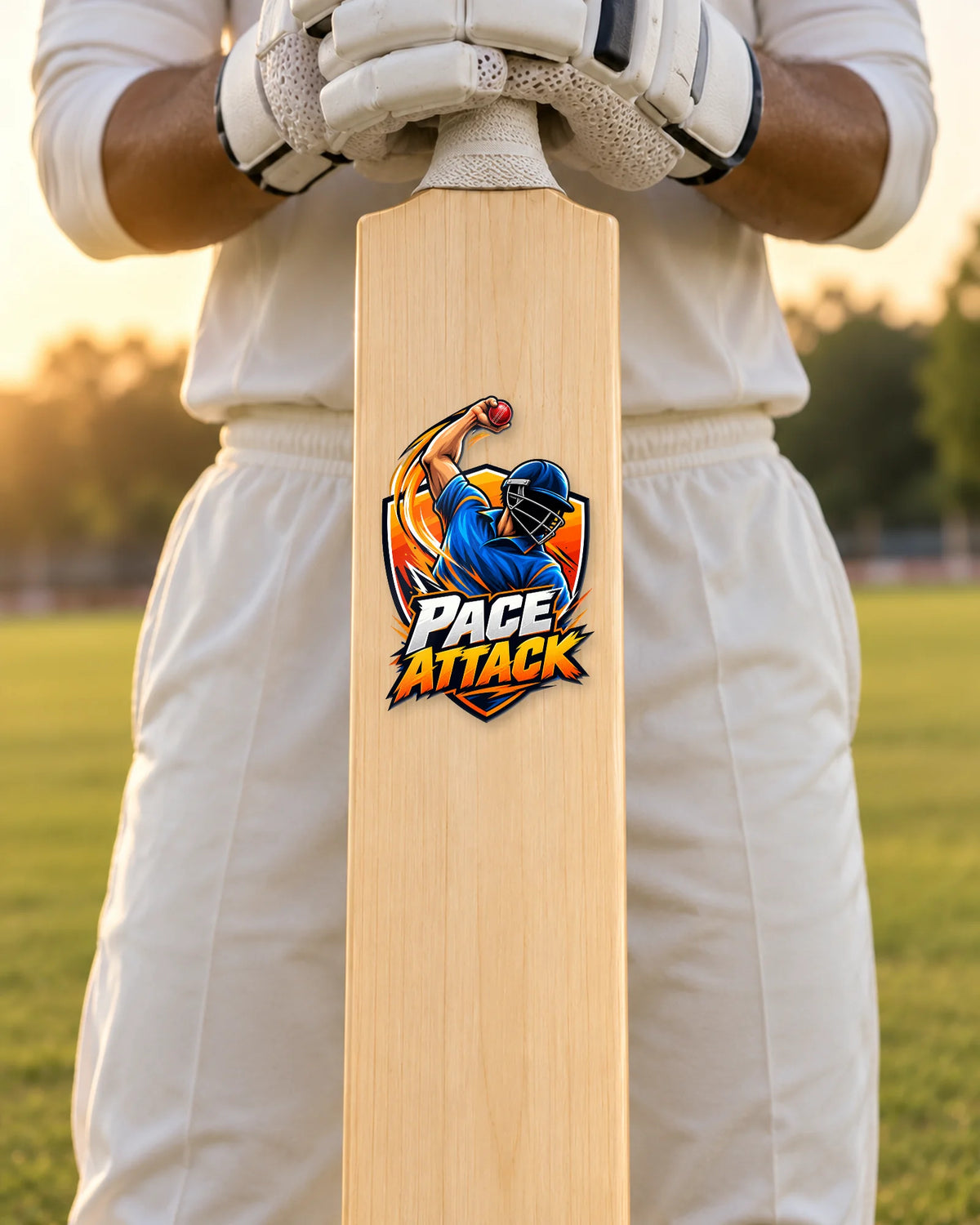 Pace Attack bat patch, batsman holding the bat