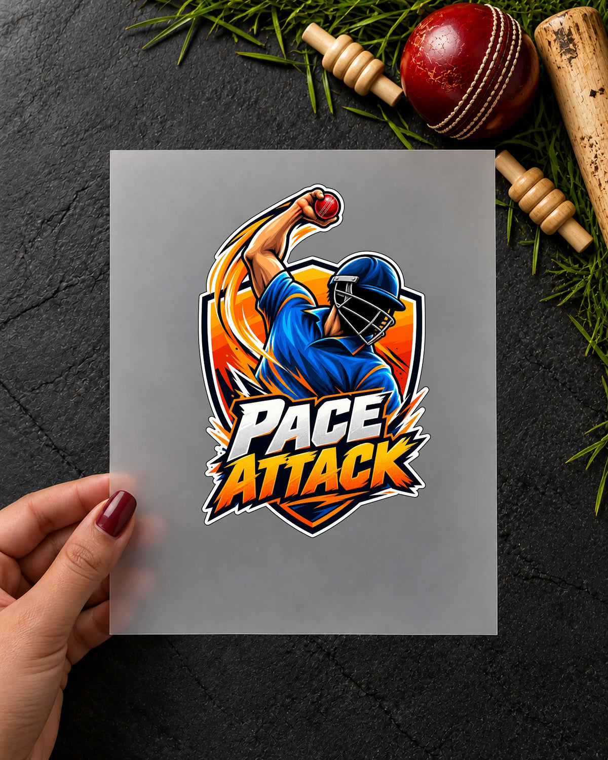 Pace Attack iron-on patch in hand