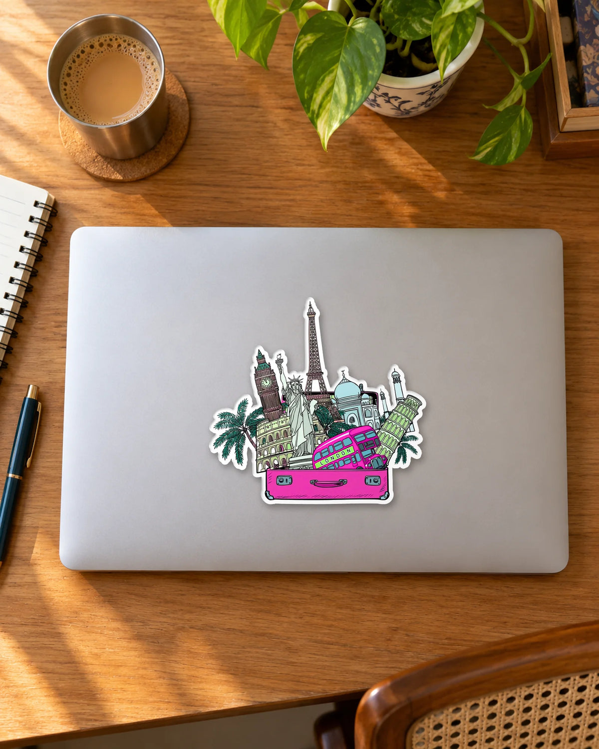 Pack That World sticker mockup