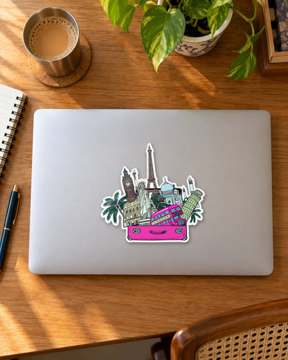 Pack That World sticker mockup